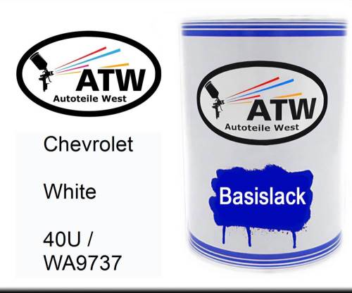 Chevrolet, White, 40U / WA9737: 500ml Lackdose, von ATW Autoteile West.